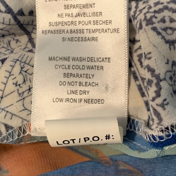 Mac and Me Womens Black Multicolor Tribal Print Button Down Long Sleeve Top Sz L - Picture 7 of 10